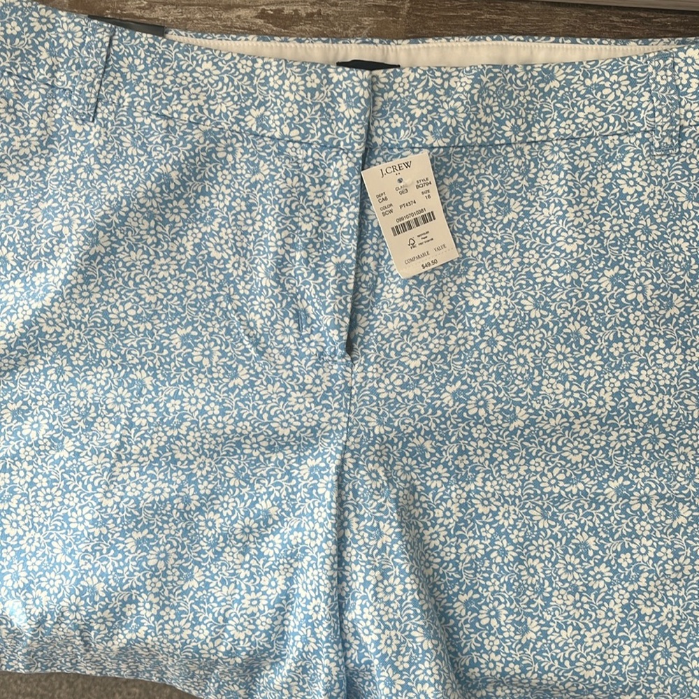 J. Crew Floral Print Women Shorts in Blue and White